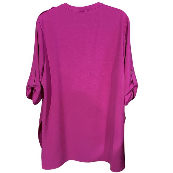 Calvin Klein Women's Pink Roll-Tab Sleeve Tunic Blouse Size XL - Picture 2 of 8